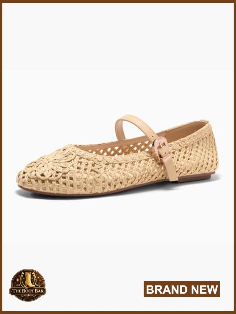 Woven Mary Jane Ballet Flats with Memory Foam Insole, Adjustable Strap - Picture 6 of 7